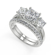 Janet 3 Stone Solitaire Princess Cut Diamond Engagement Ring - Nivetta